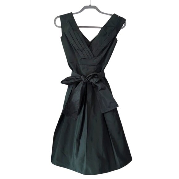 Elie Tahari Green Pleated Tie Front Mini Dress - Picture 1 of 7